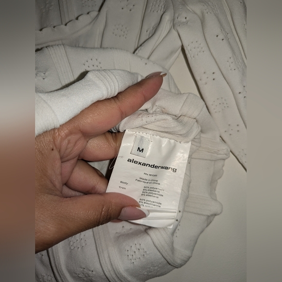 15. NWOT ALEXANDER WANG LOGO SCOOP LONG SLEEVE PULLOVER IN SOFT WHITE - Picture 9 of 10